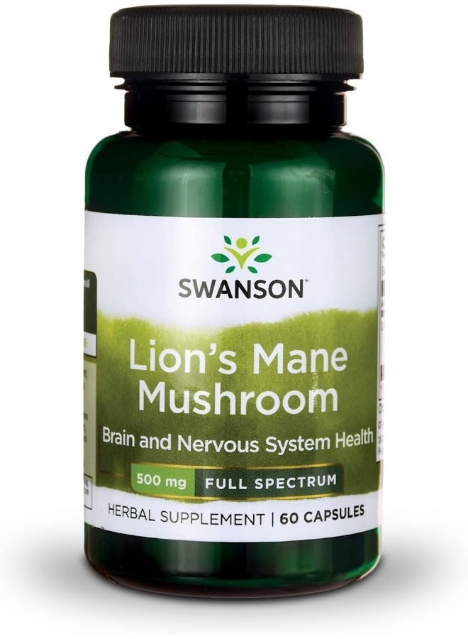 Swanson Full Spec Lion's Mane Mushroom 60 Capsules - Image 1